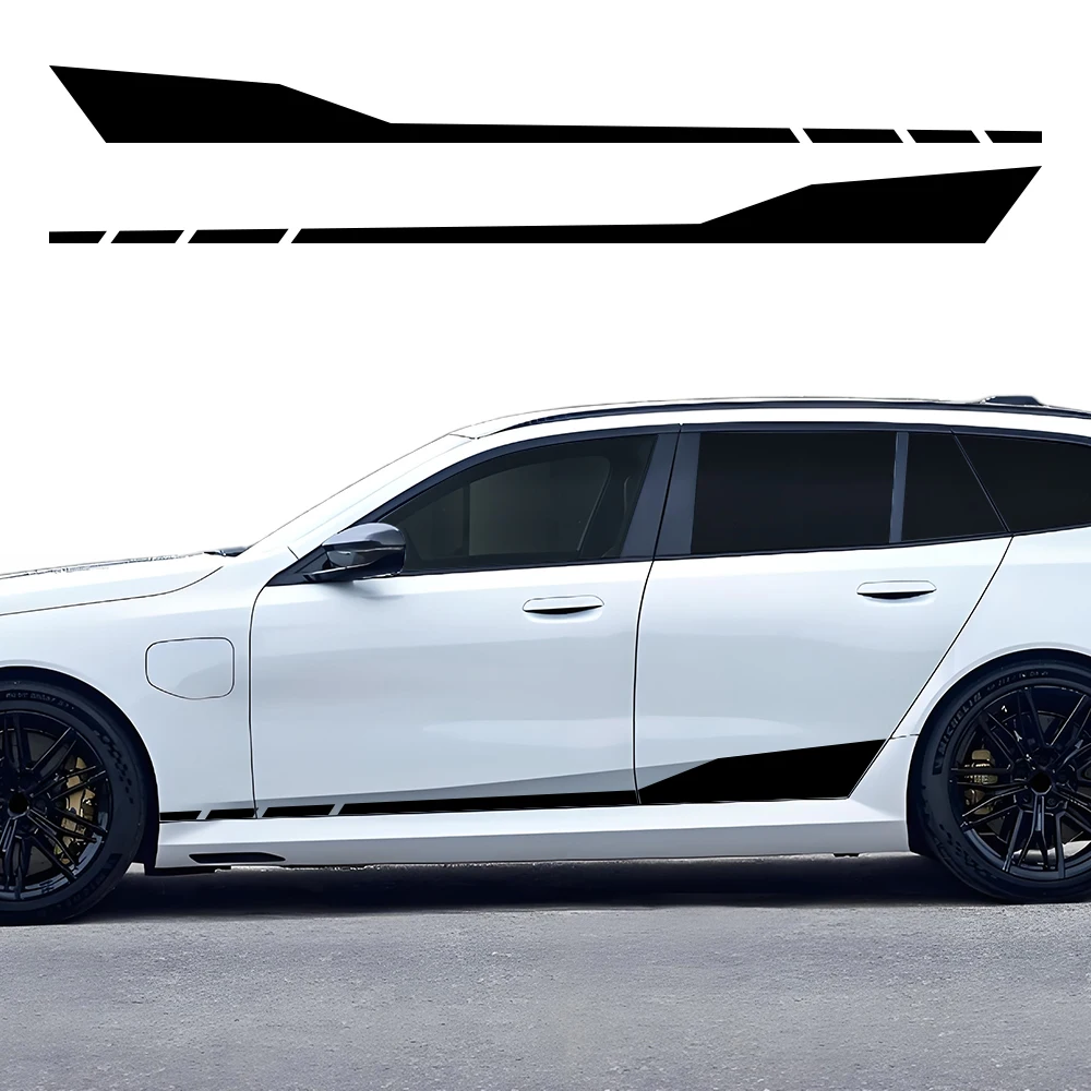 

2PCS Car Side Door Skirt Long Stripes Waist Line Vinyl Sticker PVC Waterproof Decals For BMW M5 G90 G99 Auto Decoration Sticker
