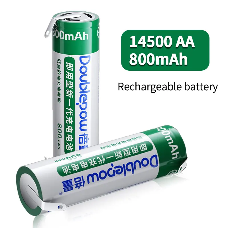 14500 AA Rechargeable Lithium Ion Battery 800mAh 3.7V with Welding Tabs for Philips Electric Toothbrush Shaver Razor Batteries