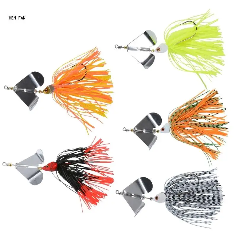 

5Pcs Bass Fishing Jig Lures Topwater Fishing Lures Swim Jig with Spinner Hard Metal Top Brand Hook Spinner Baits M89D