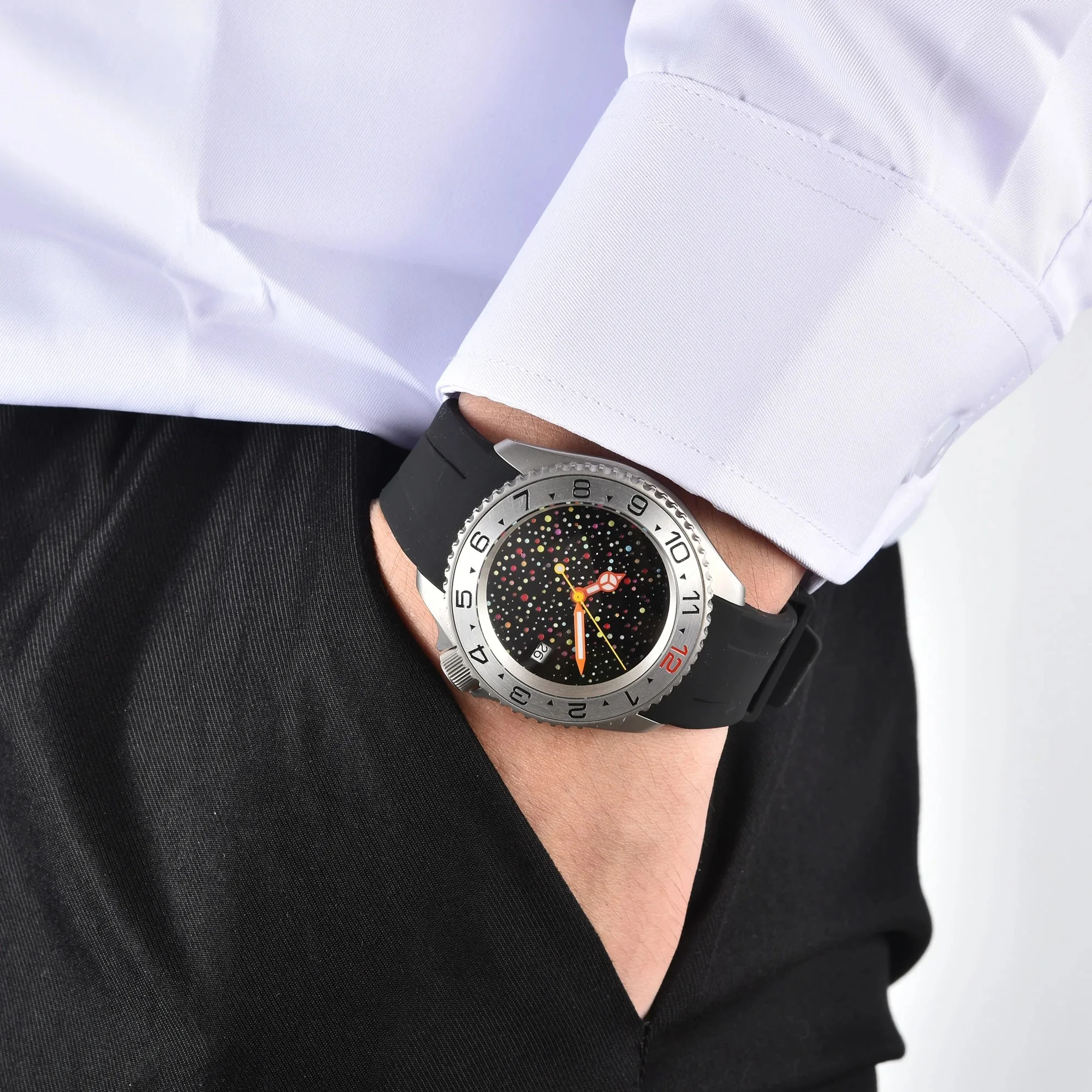 41mm 007 Automatic Mechanical Man Watch Fit NH3 Series 34 35 36 Movement Stainless Steel Waterproof Transparent Sapphire Glass