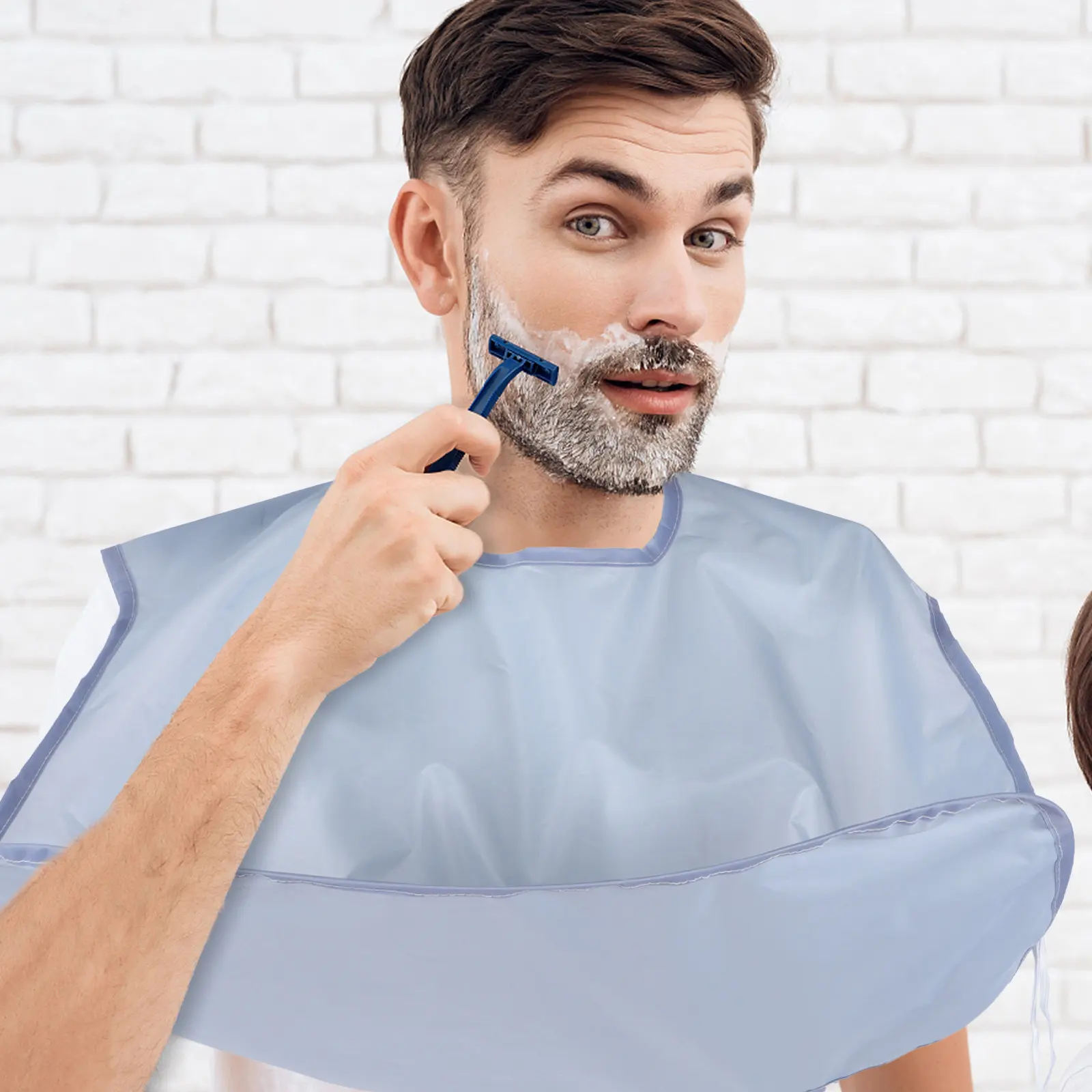 Beard Hair Catching Apron for Shaving – Foldable Polyester Shaving Bib, Practical Bathroom Cleaning Beard Apron