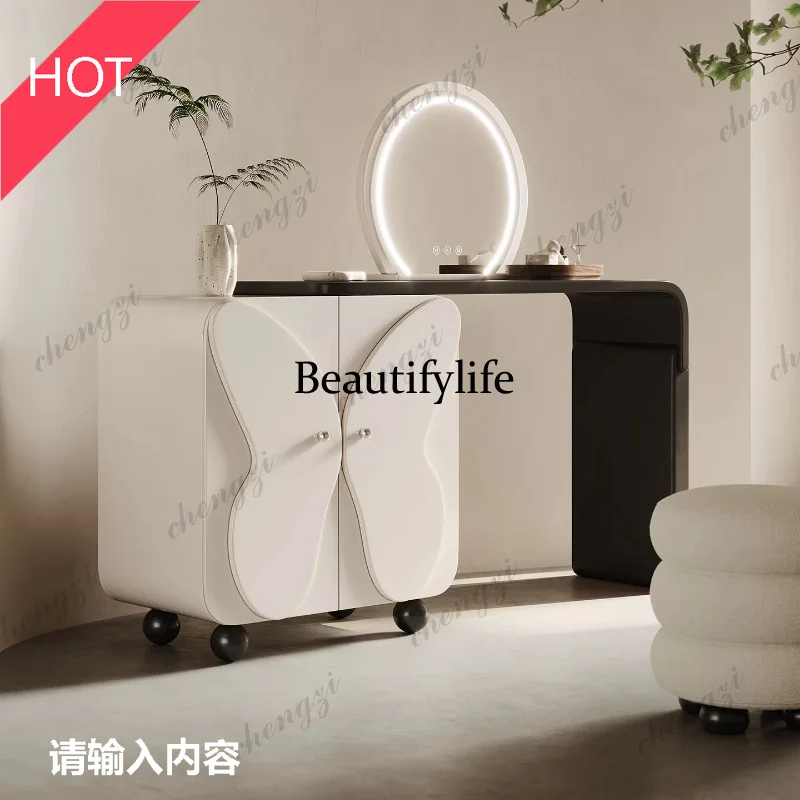 A49 Cream style minimalist illuminated makeup dressing table Modern elegant luxury Makeup vanity coiffeuse de chambre furniture