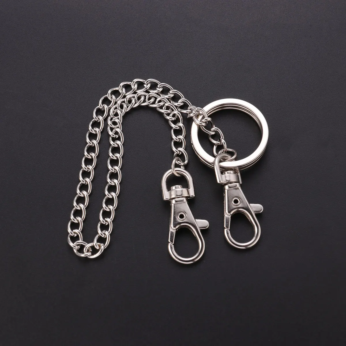 2 Stück Schichten Metall Jeans Kette Langer Punk Hip-Hop Trendiger Gürtel für Silber (25 cm, 40 cm Stil, 1 für jeden)