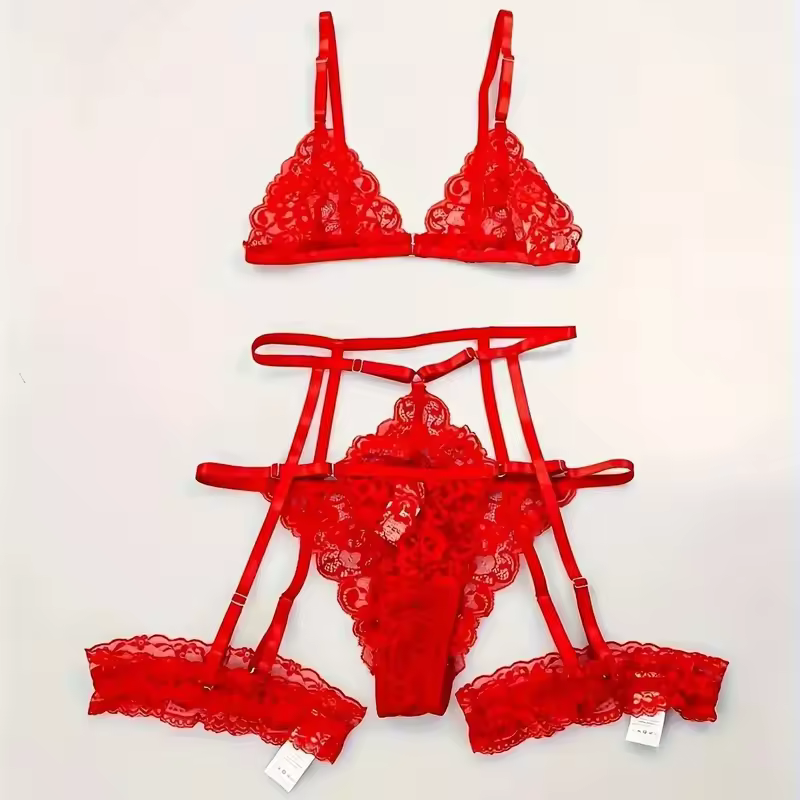 Toucheart 3 Piece Set Sleepwear Suit Sexy Lingerie Women Thin Transparent Lace Bra Set See Through Female Erotic Underwear New - Image 9