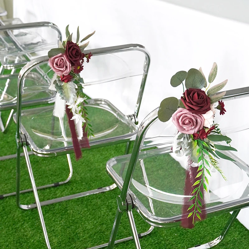 New Design Wedding Chair Back Flowers Simulation Decorative Bouquet Artifical Flowers Decoration