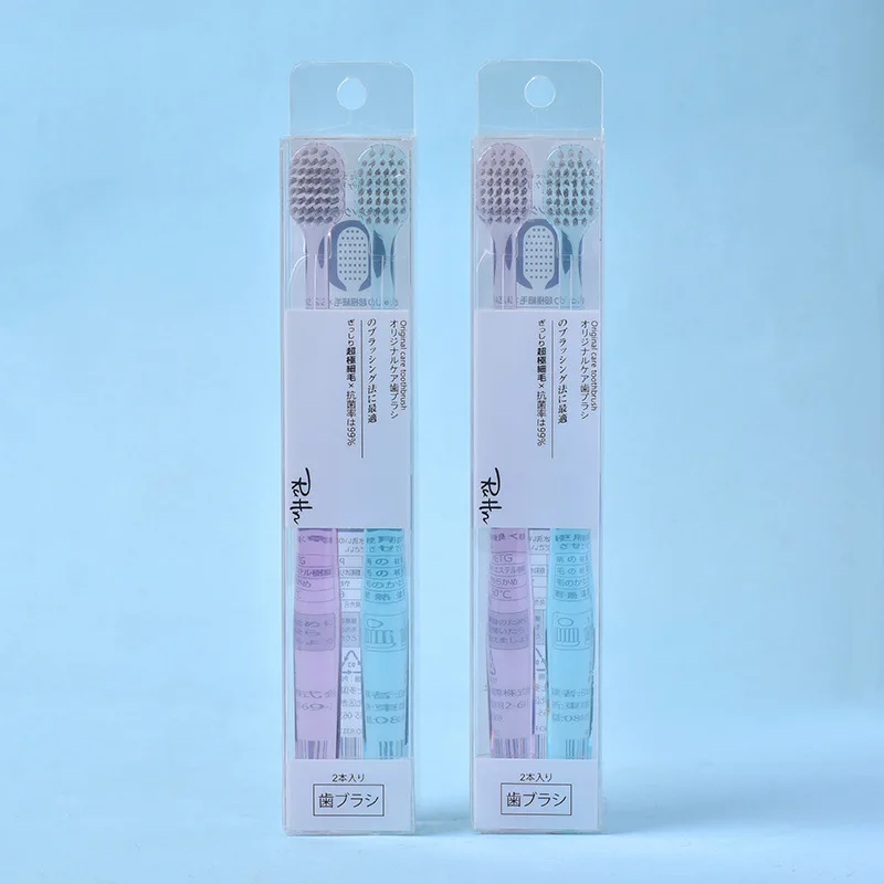 

Crystal Transparent Couple Toothbrush Suit Travel Home Furnishing Care Silver Ion Soft Bristle Tooth Brush Individual Packing