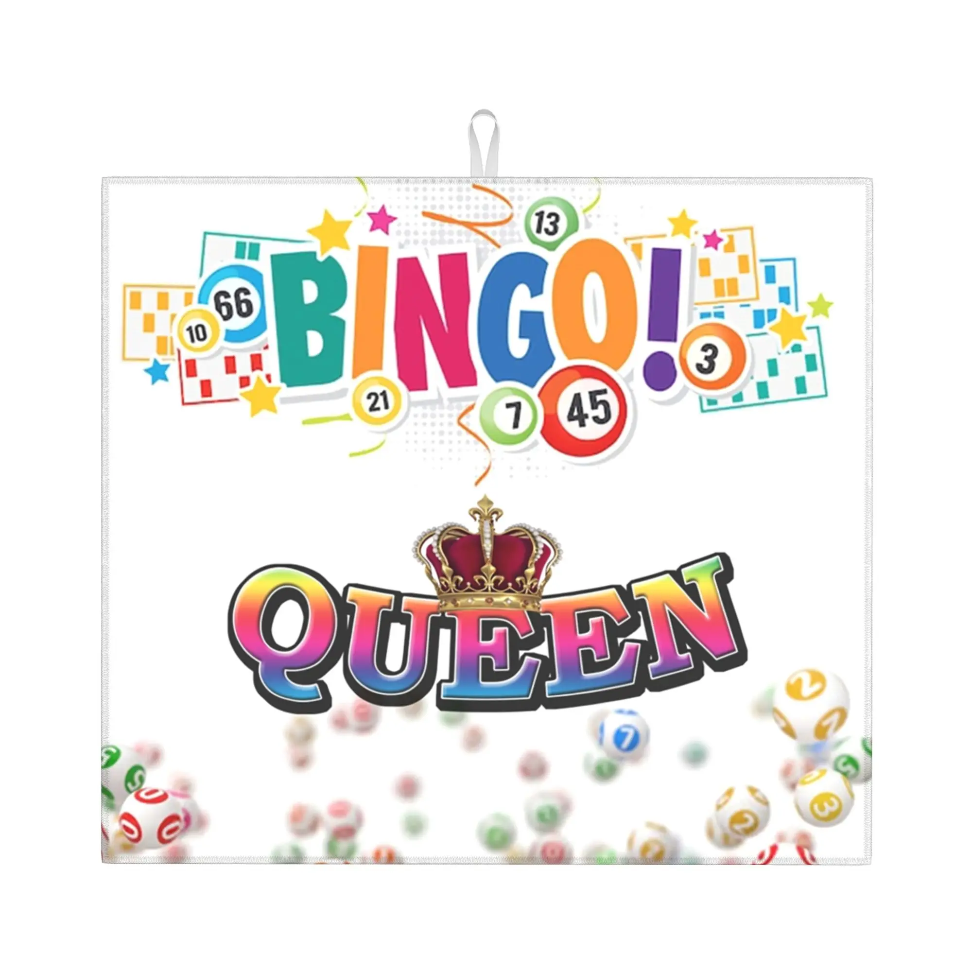 Bingo Queen Drying Mat For Kitchen Waterproof Non‑Slip Oil Proof Reusable Paper Game Bathroom Countertop Protector Mat