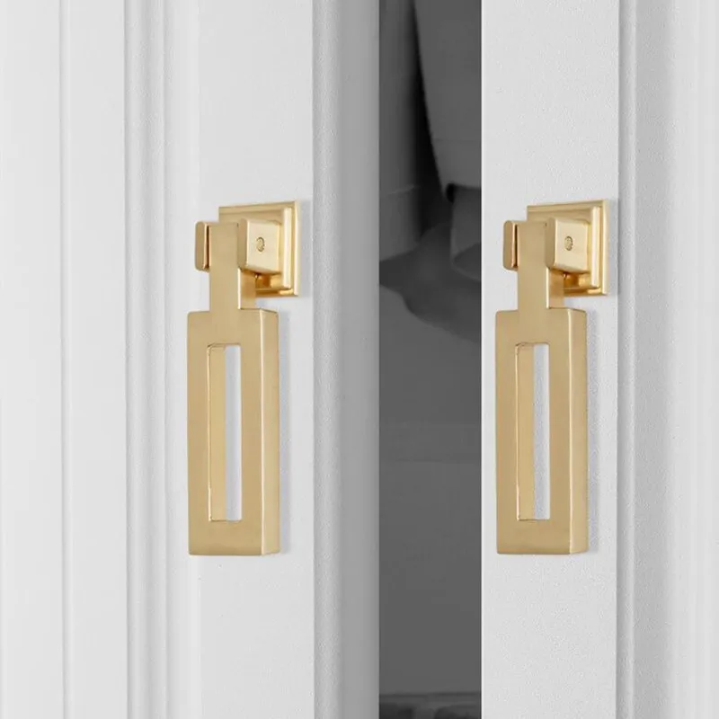 

MFYS Brushed Brass Handles for Cabinets and Drawers Zinc Alloy Furniture Hardware Drop Ring Dresser Door Knobs Wardrobe Pulls