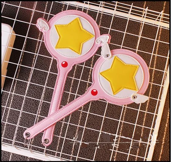 Cardcaptor Sakura Magic Wand Pu Card Case Bus Card Holder Pink Super Star Kawai Children\'s Day Gift Creative Anime Toy