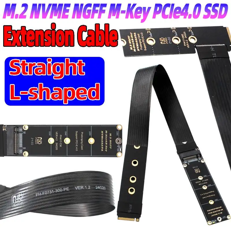 

M.2 NVME NGFF M-Key SSD Extension Cable NGFF M-Key PCIe4.0 SSD Solid Drive Riser Card M.2 SSD PCI-Express 4.0 X4 M Key Extender