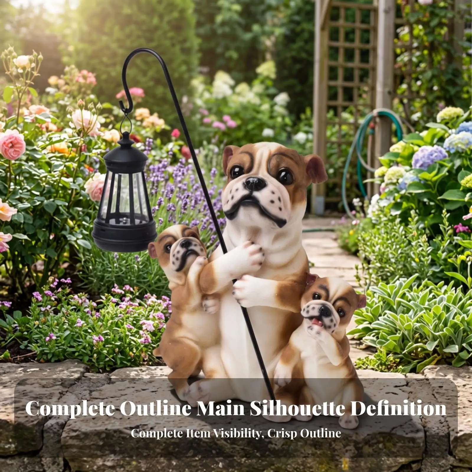 Waterproof Dog Statue with Lantern | Warm Yellow Light, Decorative, sun-powered canine Statue, for Yard