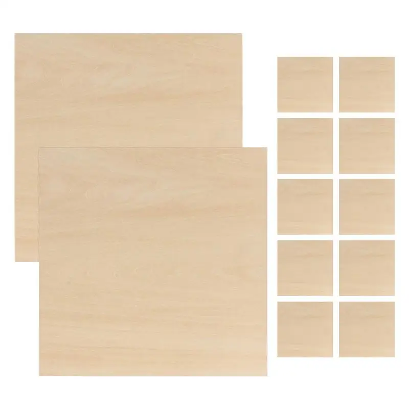 12 PCS Plywood Sheet Craft Wood for Architectural Models Square Unfinished Plywood Sheet Square Craft Wood Sheet Board