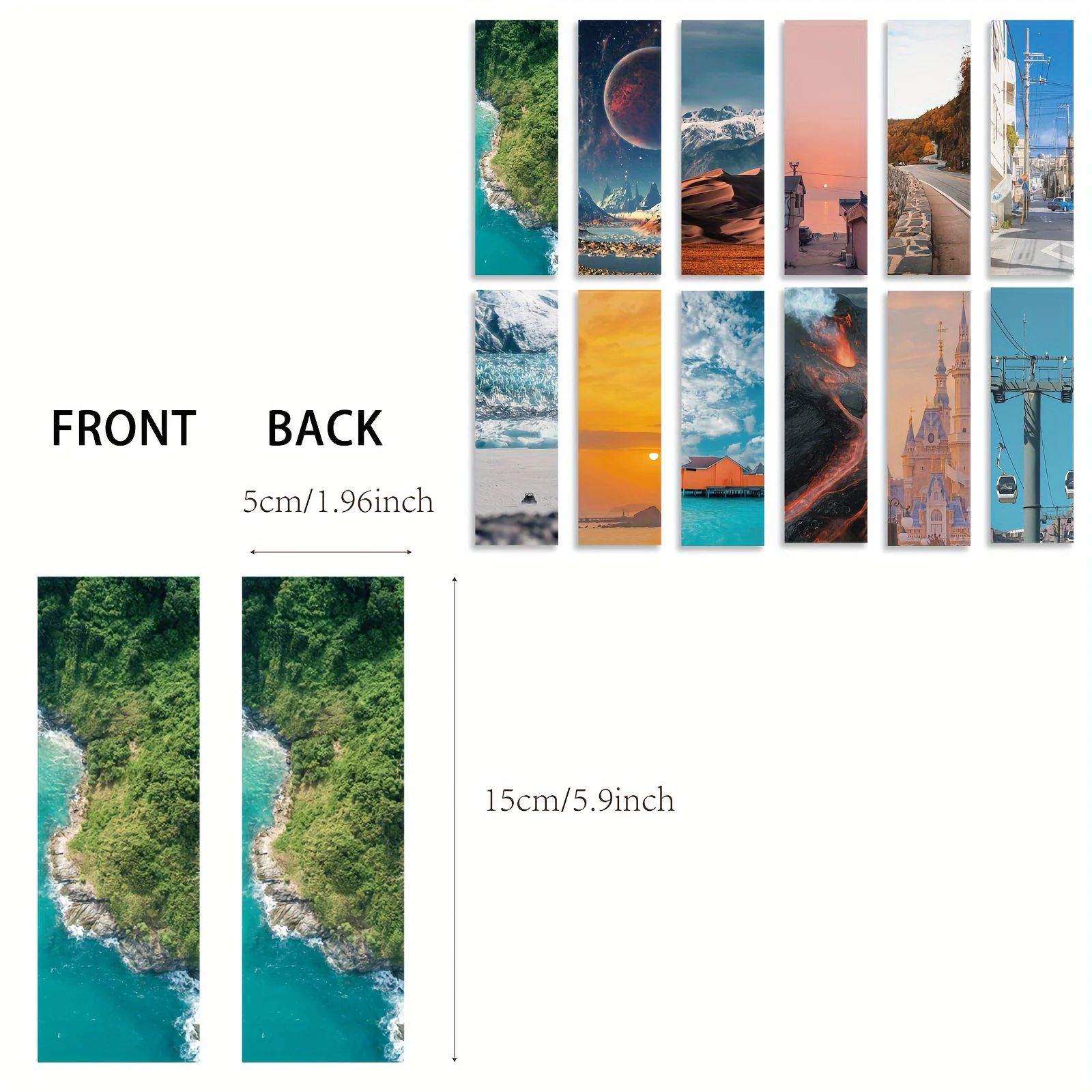 Landscape Bulk Bookmarks, Cool Double Sided Bookmarks, 12 Designs, 24 Pcs