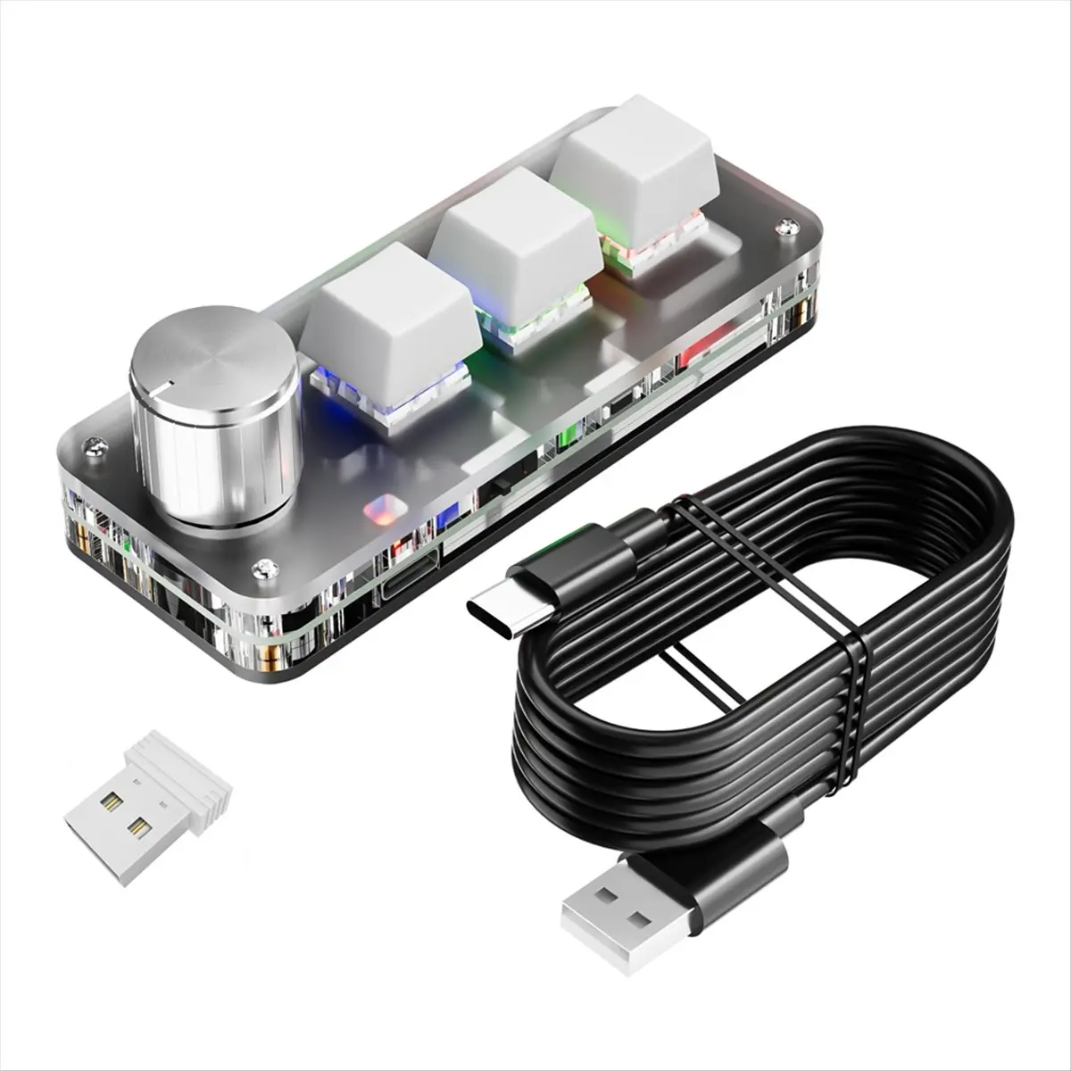 N86R 3 Keys 1 Knob 2.4G Macro Keyboard Mini Gaming Custom Programming Wireless Bluetooth Wired Mechanical Keypads