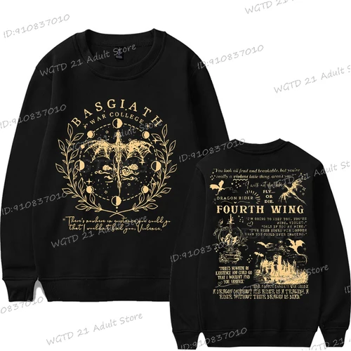 Imagen 2 del producto Vintage cuarta ala Basgiath War Streetwear mujeres hombres estampado gótico moda manga larga chándal Dragon Rider Bookish sudadera