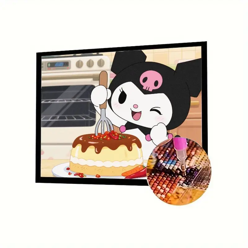 

1 шт., набор для выпечки и десерта Kuromi 5D DIY, полная дрель, набор для алмазной живописи-милый персонаж мультфильма Sanrio, вышивка стразами, крест S