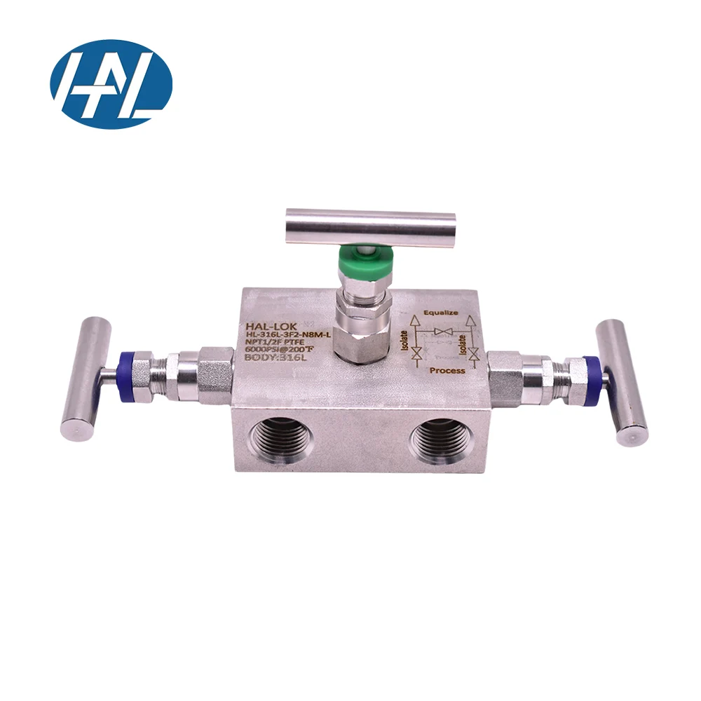 Direct Mounting Manual High Pressure T-type Instrument Manifold with Needle Valve 2/3/5 Manifold Valves for Gas Media