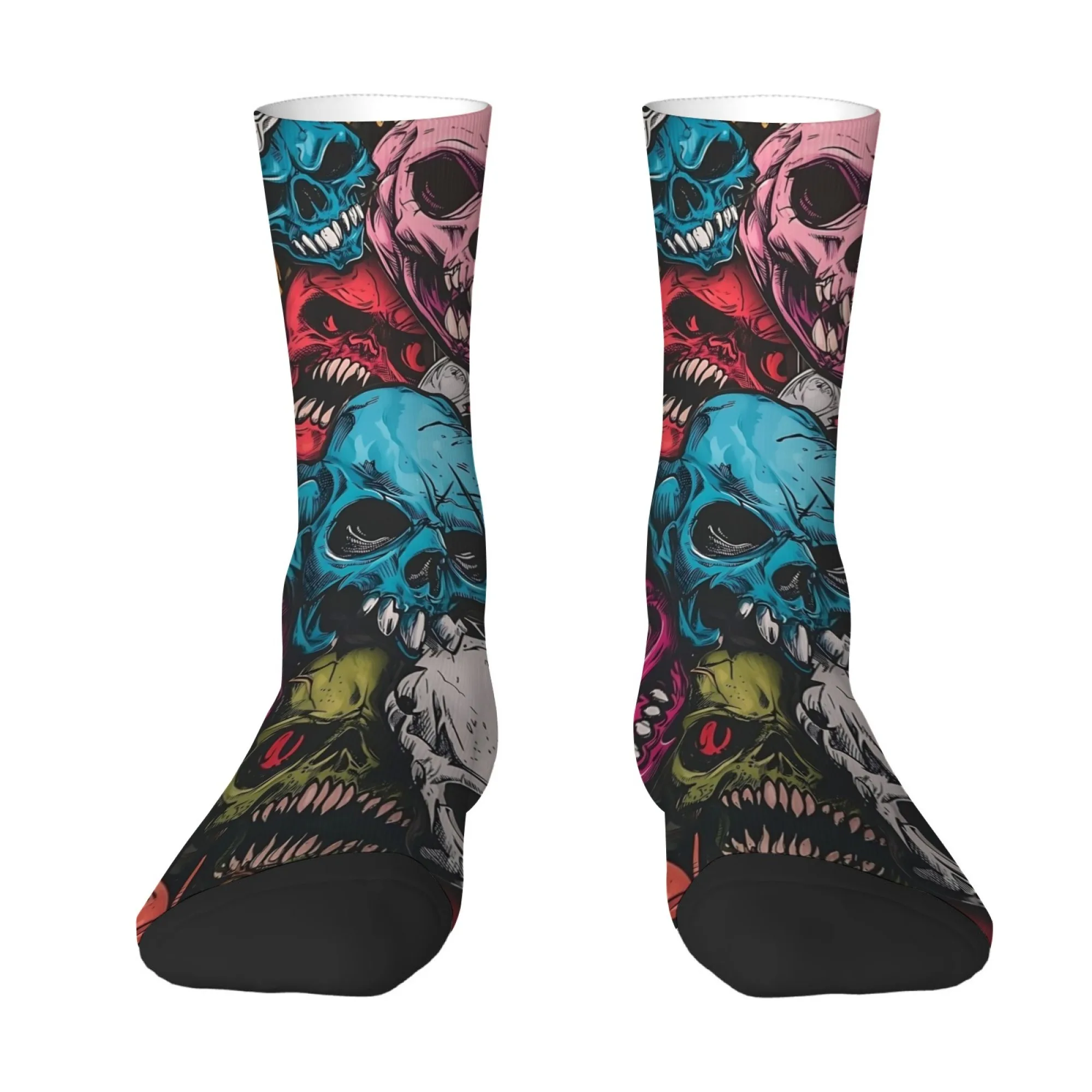 

Socks Featuring A Skull Graffiti Print Suitable for Men Stylish Versatile Retro Harajuku Hip-Hop Street Style Breathable Elastic