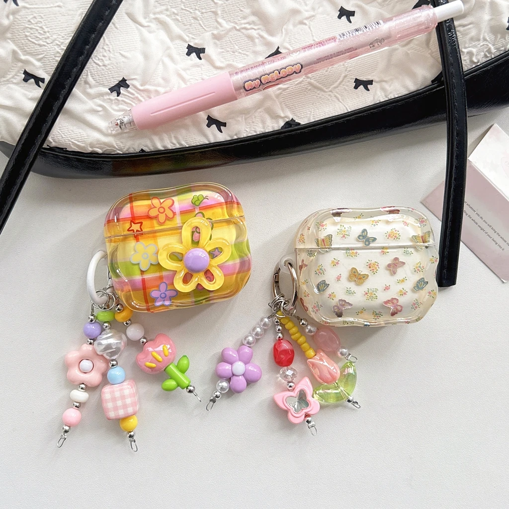 Dopamine Colorful Plaid Flower Butterfly 3D Decoration With 