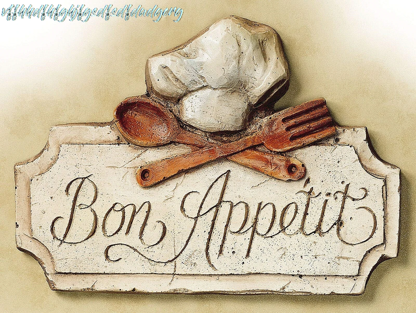 Fanzi Metal Tin Sign - Bon Appetit Shabby-Chic Kitchen Prints Retro 8X12 Wall Decor sign