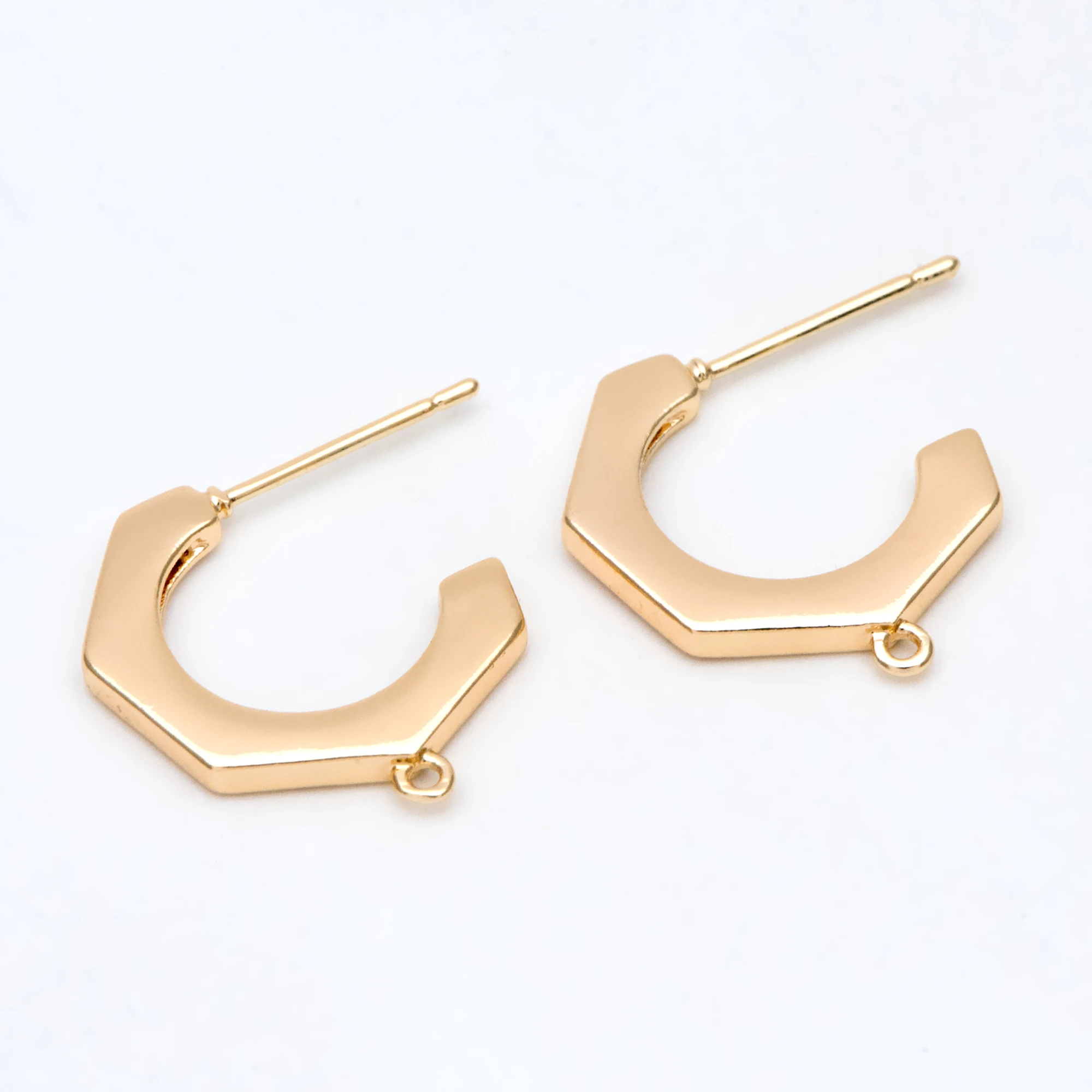 

10pcs Gold Hexagon Earring Posts 19x20mm, Geometric Stud Earring, Ear Findings (GB-2985)