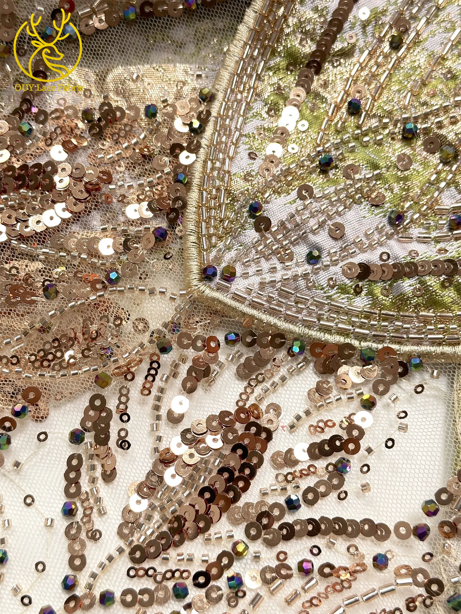 2026 Luxuriöser afrikanischer Chiffon-Spitzenstoff mit schweren Perlen, lila nigerianischer Pailletten-Spitzenstoff, geeignet für Damen-Partykleider – Detail 9