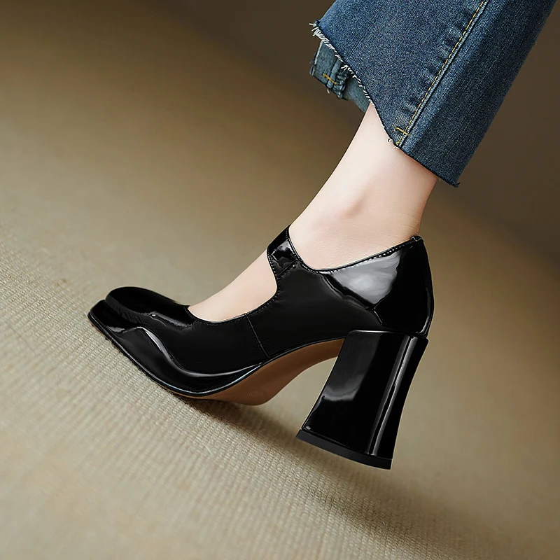 

Женская обувь на каблуке для офисной вечеринки, дышащая женская обувь, туфли-лодочки из натуральной кожи, женская обувь, новинка 2025, модный тренд