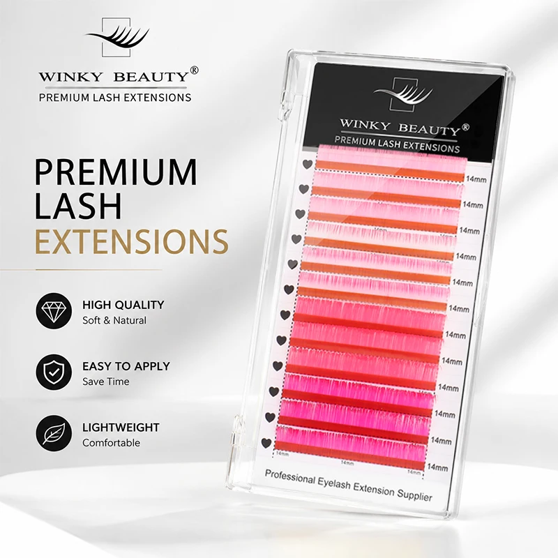 Winky Beauty Soft Colored Lash 0.07 Thickness Individual Makeup False Colorful Mink Eyelash Extension Natural Classic Volume