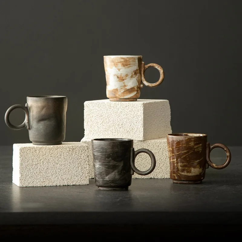 

Retro Rough Earthenware Mugs, Handcrafted Ceramic Water Cups, Japanese Gradient Cups