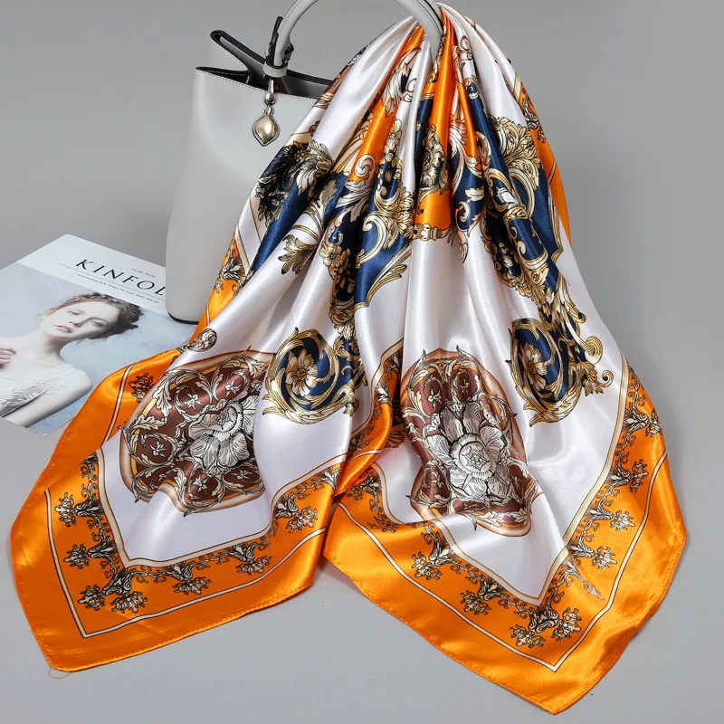 

90 Large Square Silk Scarf for Women 2025 New Spring and Summer High-End Korean Style Versatile Thin Scarf Shawl
