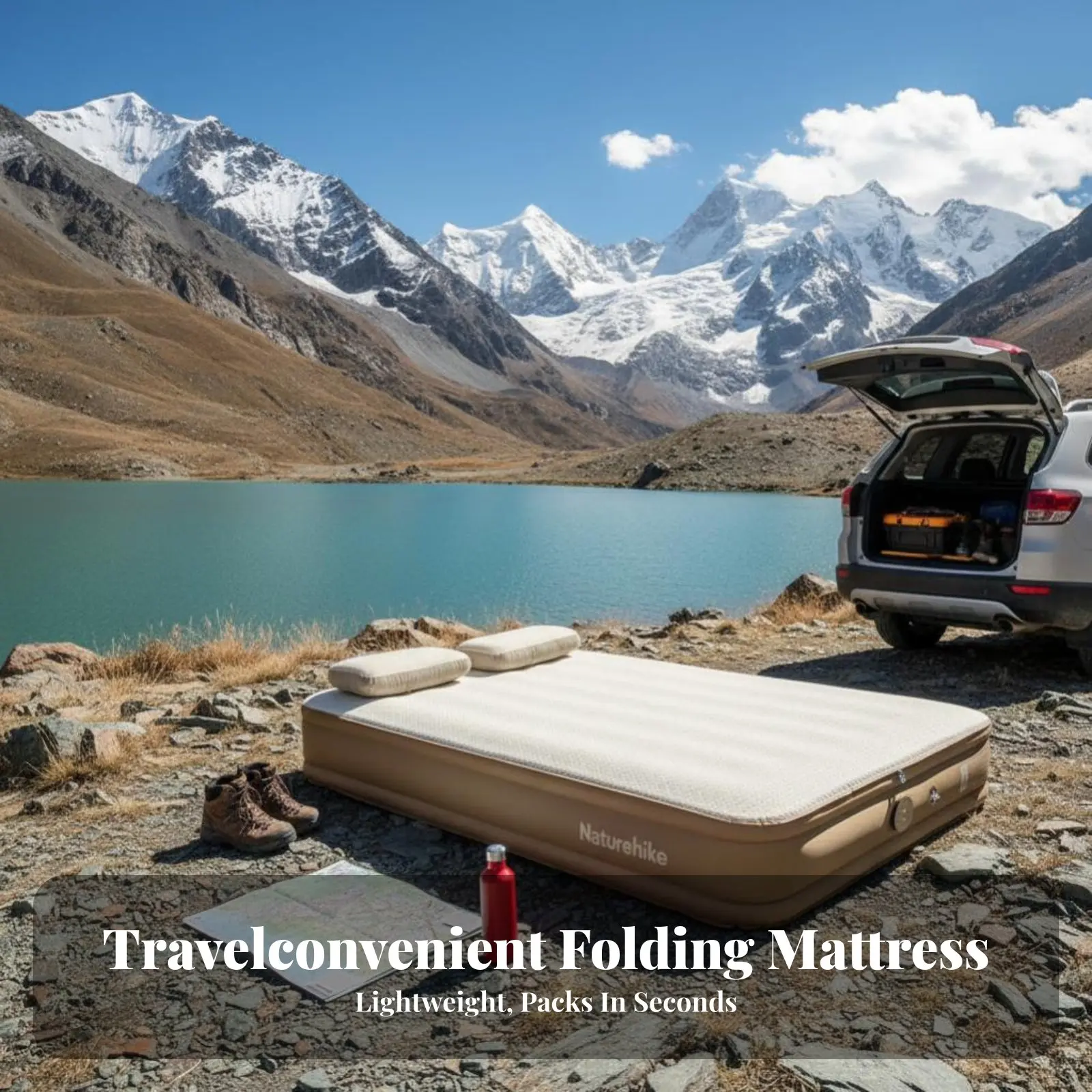 

Inflatable Camping Mattress, Automatic Sleeping Pad, Thick Air Bed, Foldable, Double, Outdoor, Comfortable Rest