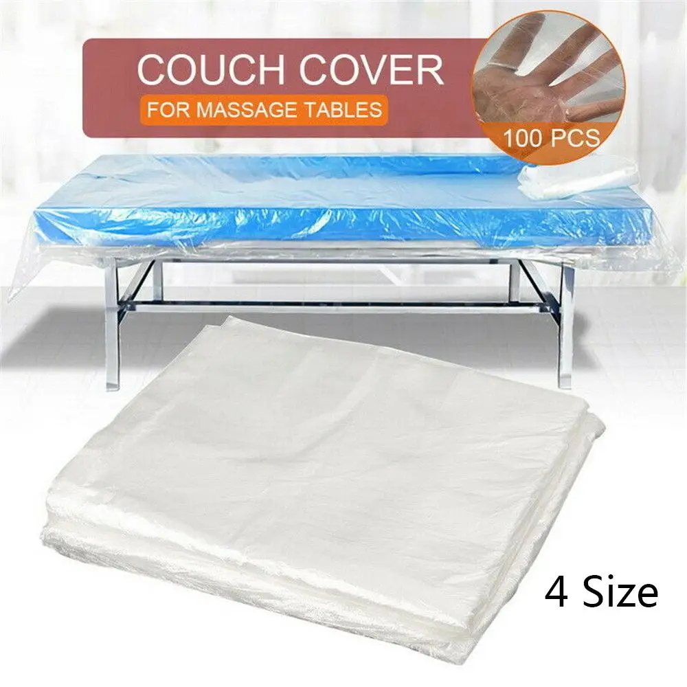 

100 Pcs Transparent Plastic Massage Treatment Beauty Salon Sheets Couch Cover Bedspread Bed Film Table Cover