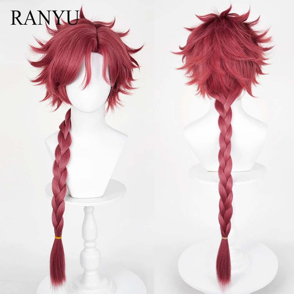

Red Long Straight Braid Ponytail Synthetic Wig with Bangs Fluffy Anime Game Cosplay Heat Resistant Wig for Daily Party