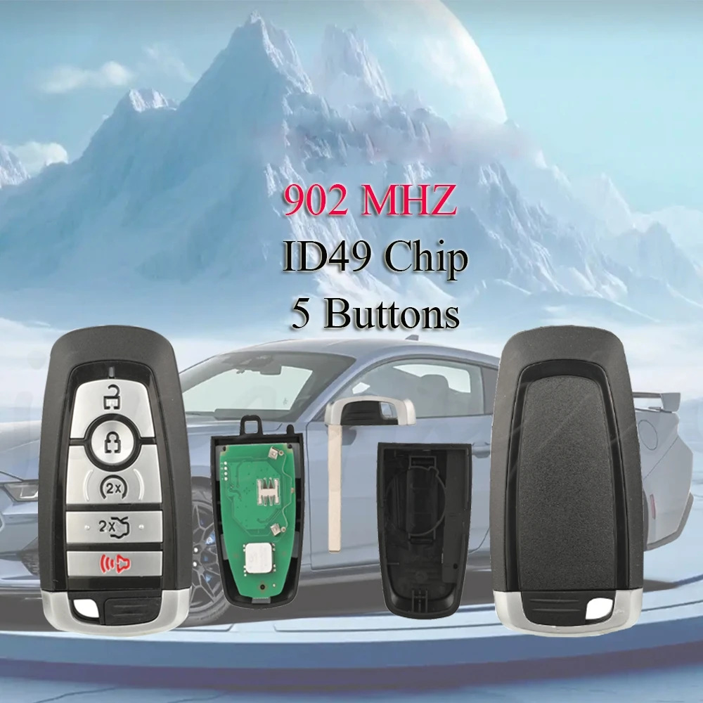 

Jingyuqin 5 Buttons M3N-A2C93142600 ID49 902MHz Smart Remote Key Control For For Ford Edge Fusion Expedition Explorer Mustang