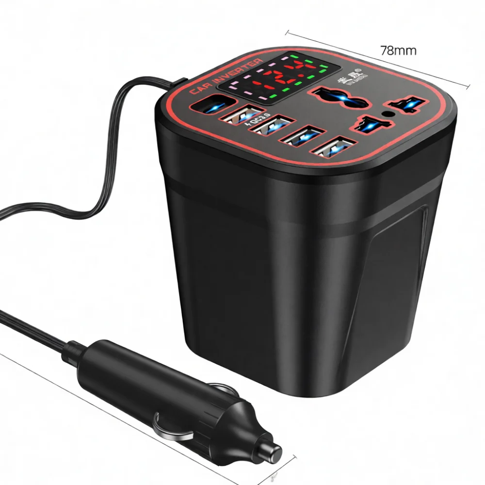 Car Power Inverter 12V 24V To 220V Quick Charging Adapter Multi Function Socket USB Port Auto Electronic Laptop Charger