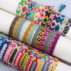 20 Pieces/Pack Handmade Bohemian Woven Bracelet, Adjustable Fashion Neutral Colorful Vintage Jewelry Gift