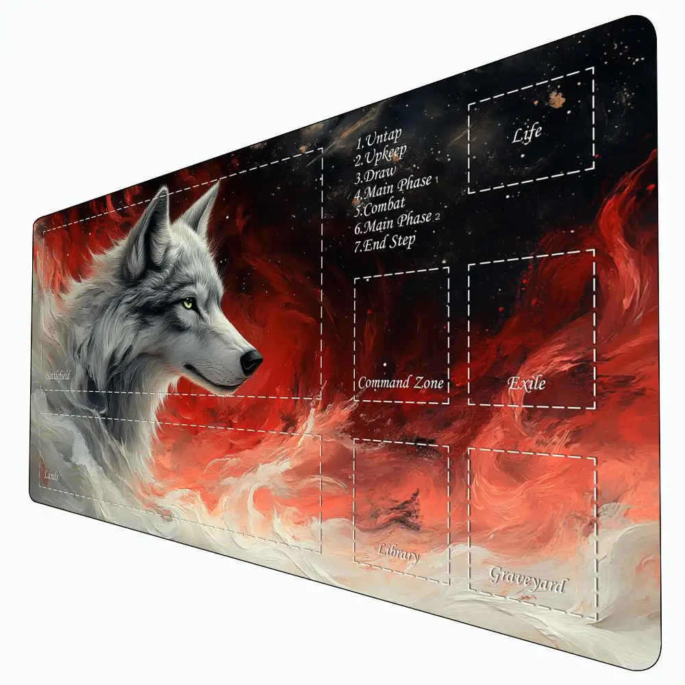 

Таинственный волк Тотем MTG Playmat Волшебная карта Боевой коврик Нескользящий прочный 35X60 см Командирский игровой коврик Tapete Magic mtg Настольный коврик