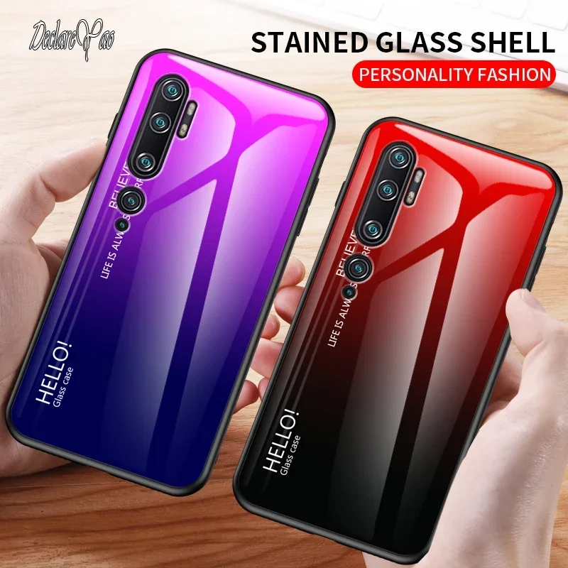 Cover For Xiaomi Mi Note 10 Lite Covers DECLAREYAO Hard Coque For Xiaomi Mi CC9 Pro CC9e Case Tempered Glass Silicone Soft Edge