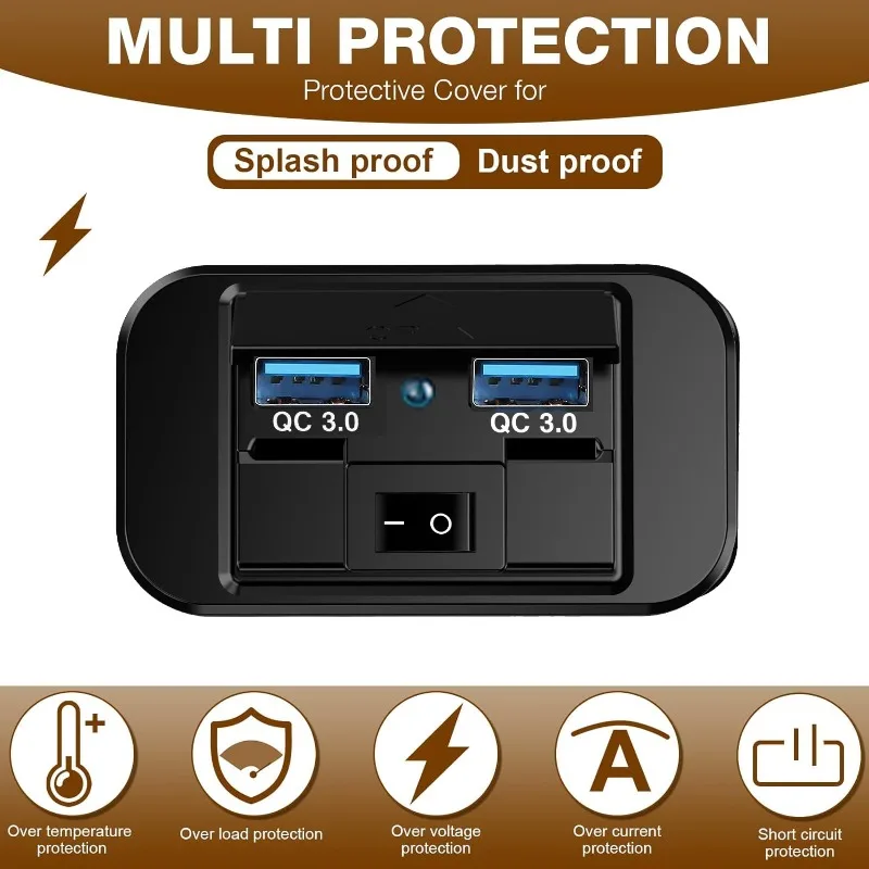 

Сверхмощное автомобильное зарядное устройство с двумя USB-портами для использования морских и коммерческих автомобилей, адаптер для быстрой зарядки с водонепроницаемой конструкцией для лодок/автобусов/фургонов