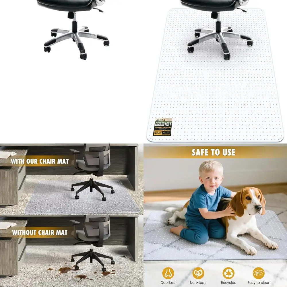 Alas Kursi Kantor untuk Karpet, 32 inci x 48 inci, Alas Kursi Komputer Kokoh untuk Lantai Berkarpet, Anti-Selip Pelindung Lantai Karpet