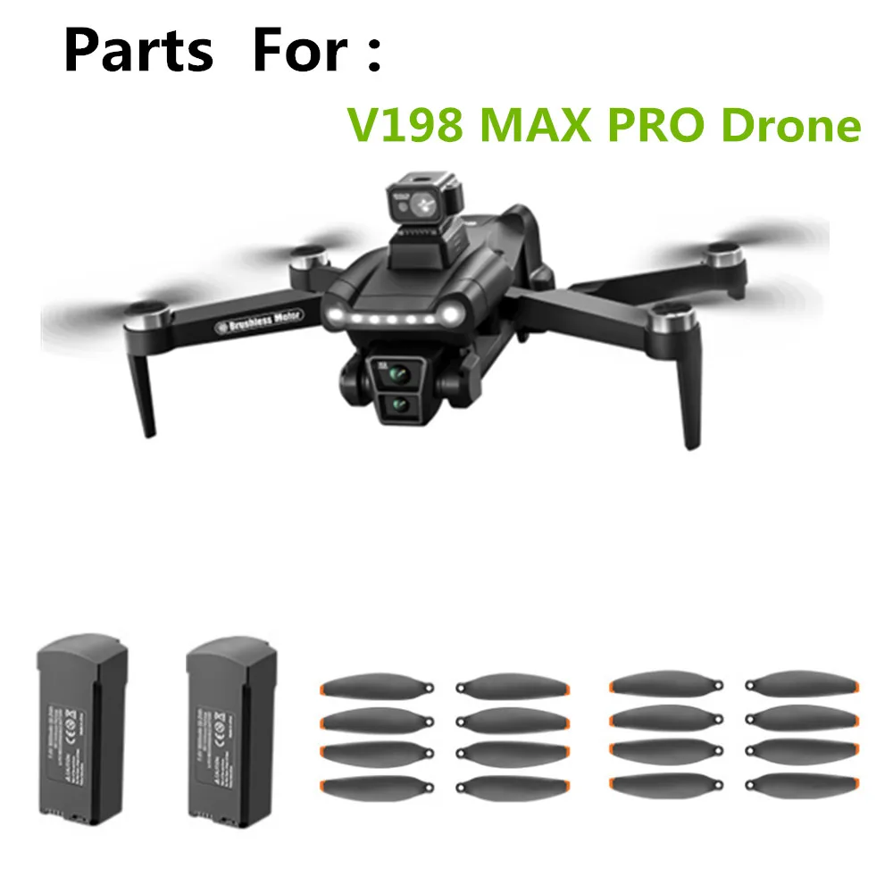 V198 MAX PRO Drone Aksesori 7.4v 3000mAh/baling-baling daun Maple/untuk V198 Drone V198 bagian baterai