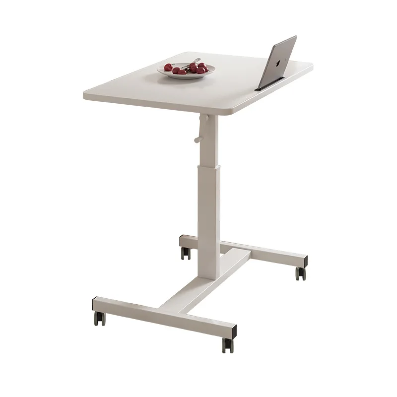 Movable bedside computer desk, simple hand-cranked lifting small table, sofa side home office writing table
