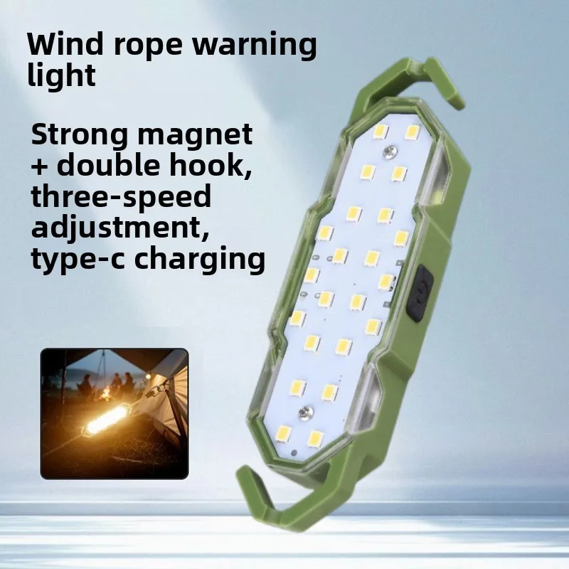 

Комбинированный фонарь для кемпинговой палатки и Guyline: яркий перезаряжаемый фонарик, долговечный белый/теплый свет, магнитный крючок + сигнальная лампа