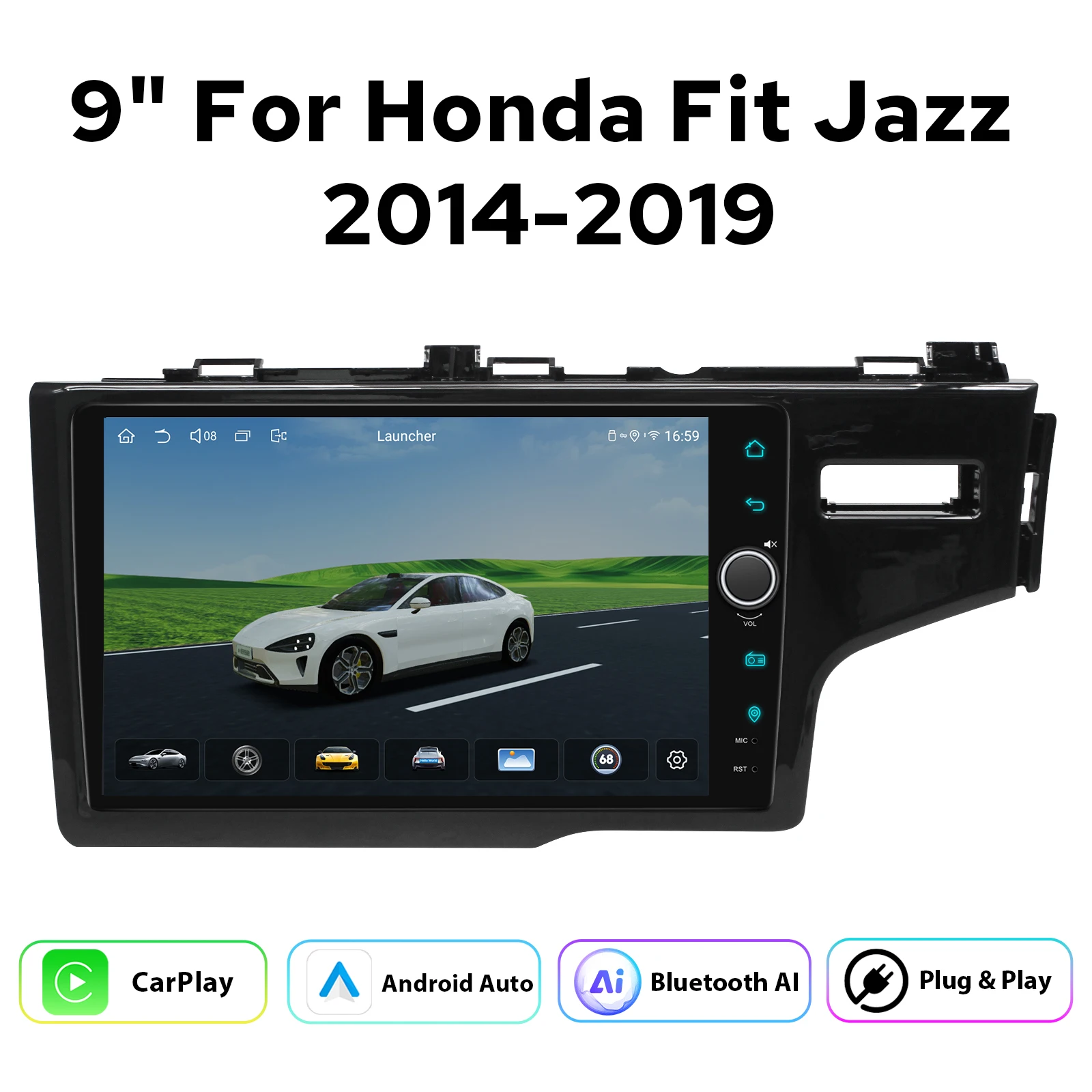 JOYING 9''Android Car Radio For Honda Fit Jazz RHD 2014-2019 GPS Navigation Autoradio Multimedia Video Player Head Unit Carplay