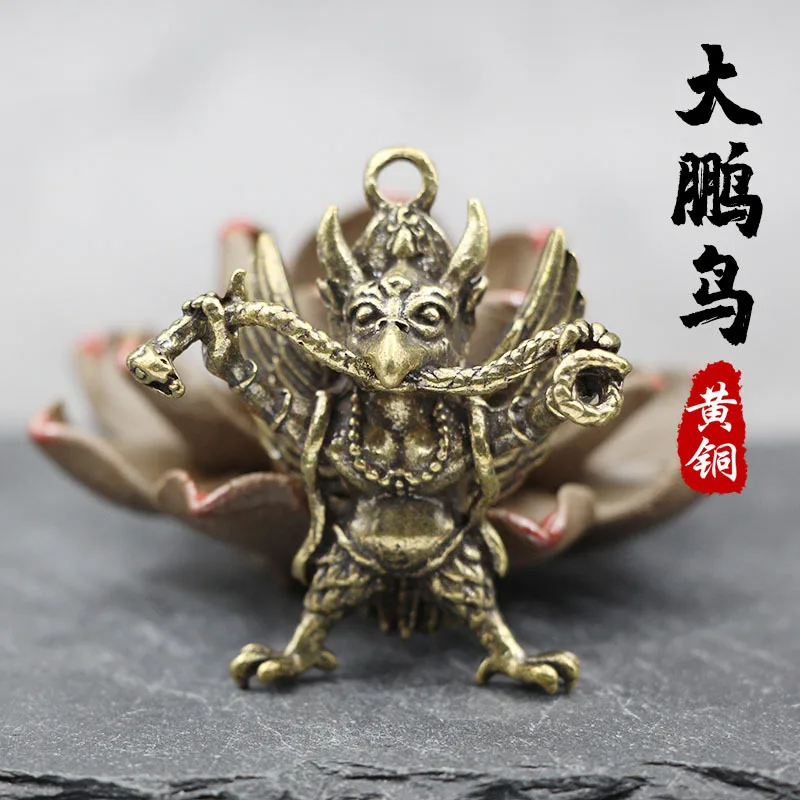 Wholesale of pure brass used roc bird esoteric buddha pendants, small copper pendants, key chains, antique micro-carving magic