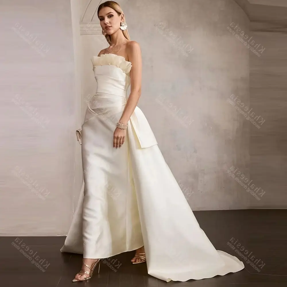 Graceful Wedding Dresses Simple Satin Bridal Gowns Sweep Train Robes For Formal Party Charming Vestidos De Novia Customized 2026