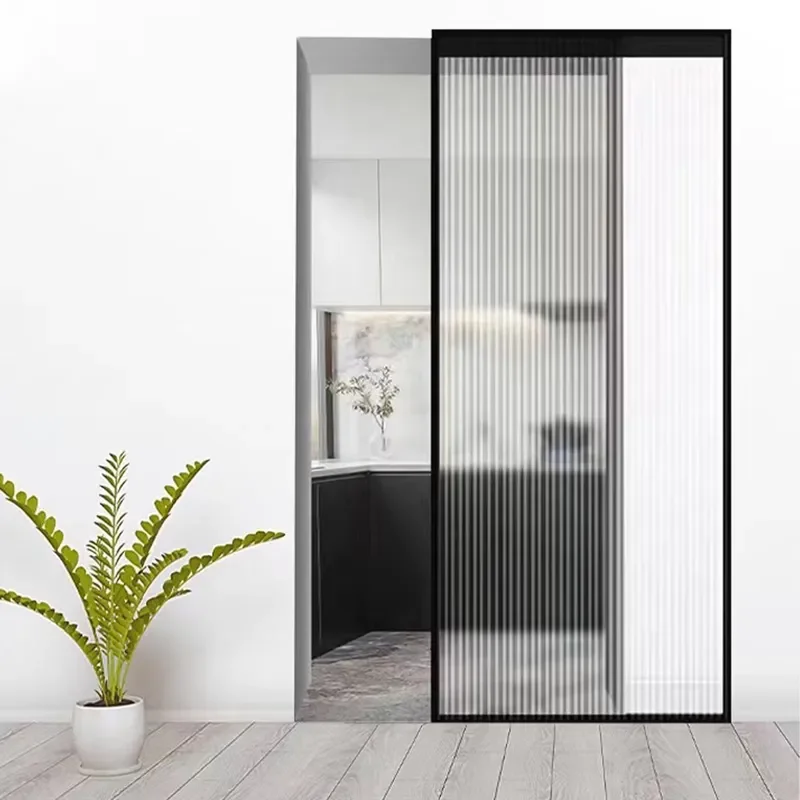 Hidden track soft-closing hardware, invisible door accessories, aluminum alloy sliding glass door system, easy to install