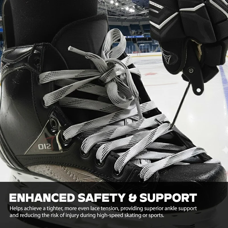 UICE With Extended Hook Folding Portable Black Durable Practical Ice Hockey Skate Lace Tightener Ergonomic Figure Roller Sports