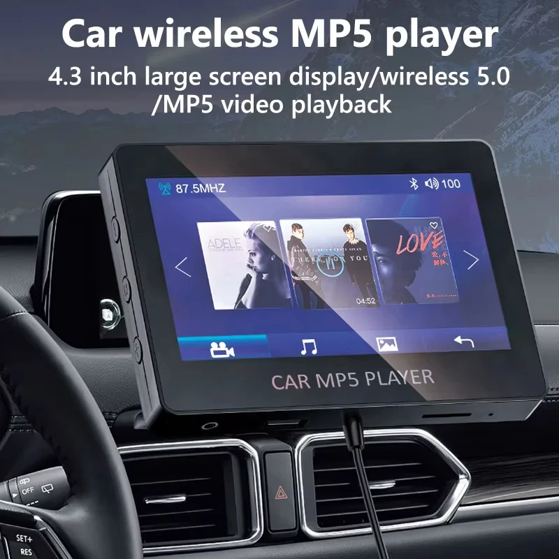 

Автомобильный аудиоприемник Bluetooth FM-передатчик 4,3-дюймовый MP5-плеер Поддержка дисплея TFcard Видео Пульт дистанционного управления Не сенсорный экран