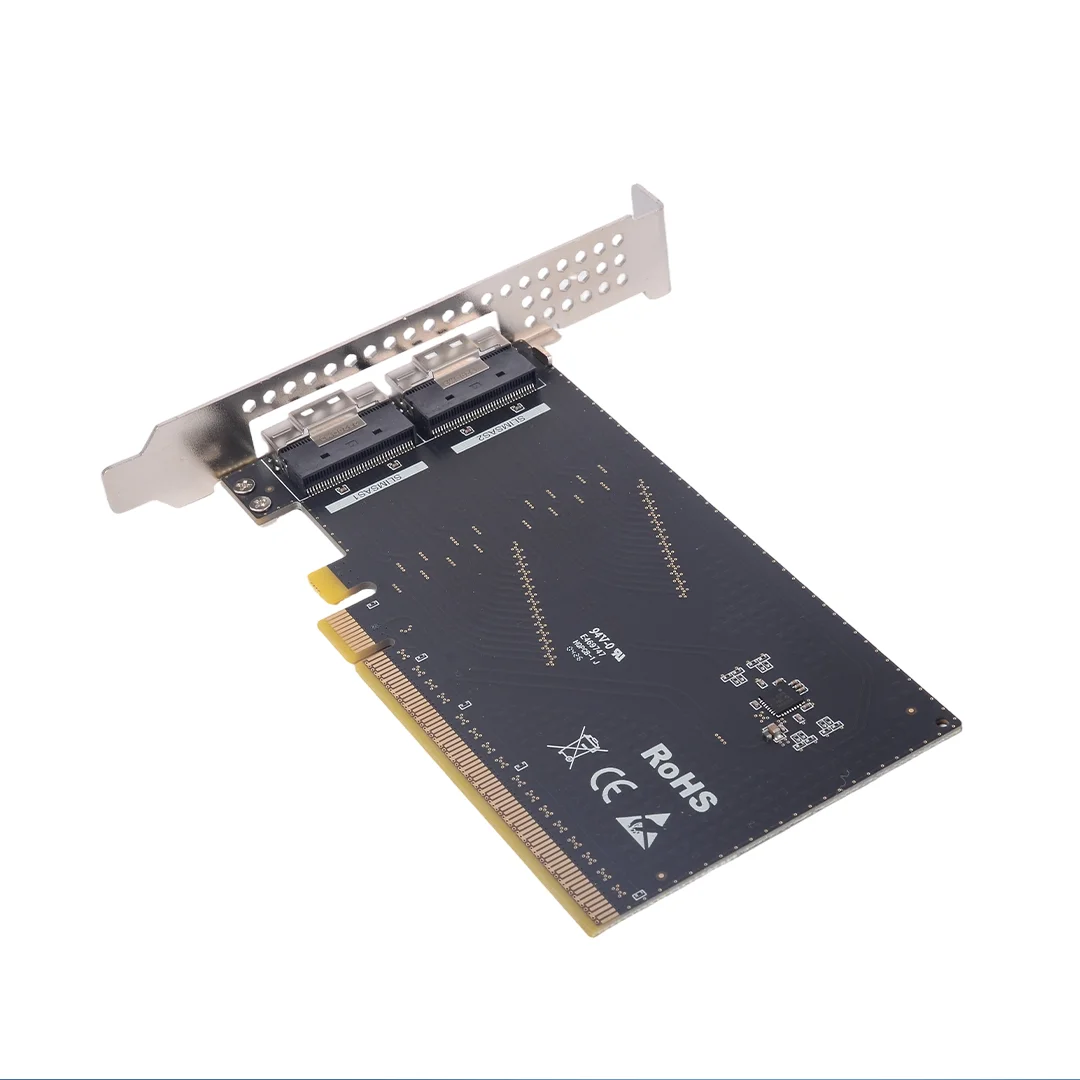 2 Port SlimSAS 8i x2 to PCIe 4.0 x16 Slot Adapter Card SFF 8654 8i Riser Card GEN4 for Network Graphics Video Card GPU PC Server